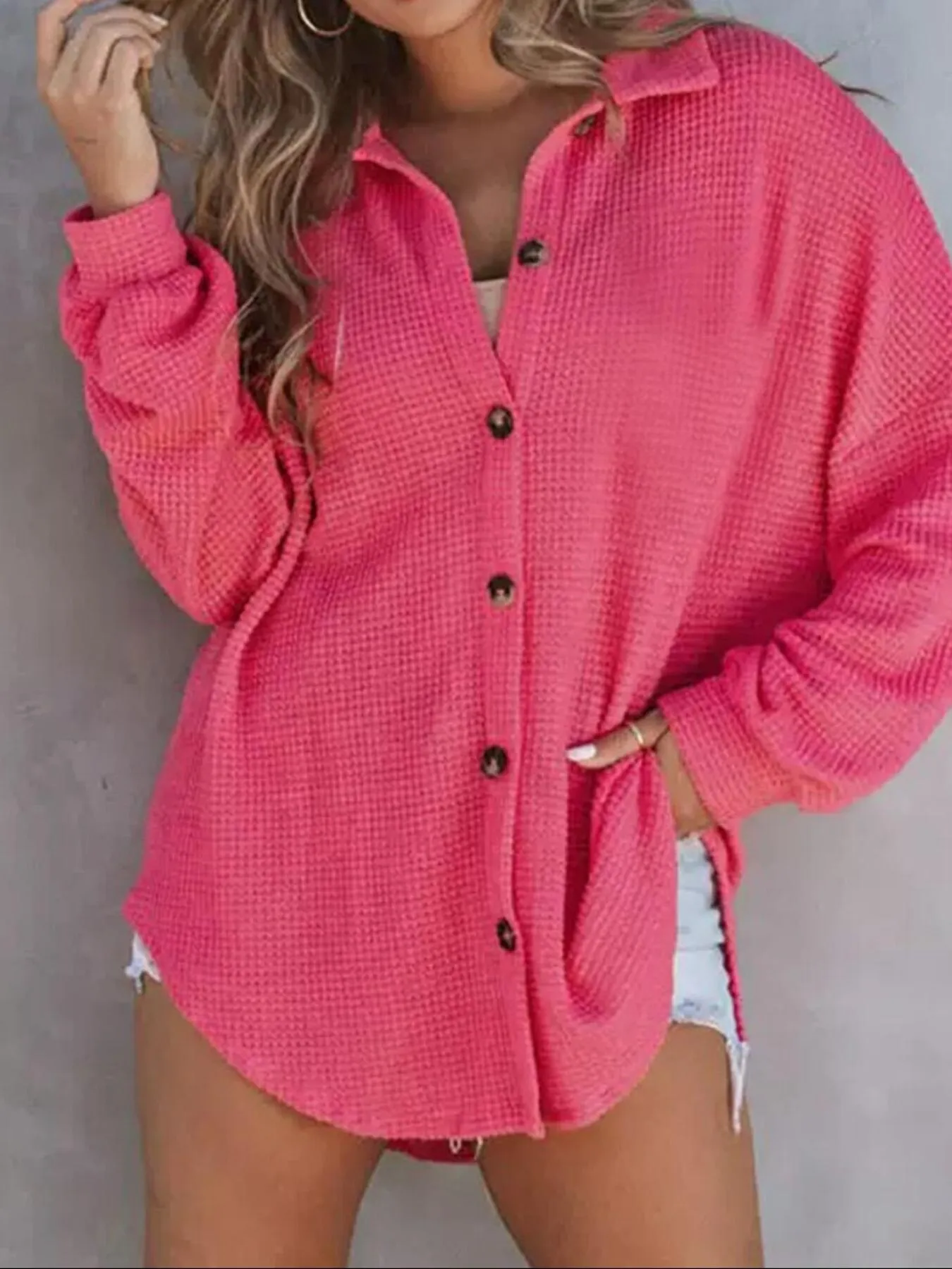 Waffle Knit Button-Down Shirt - Image 12