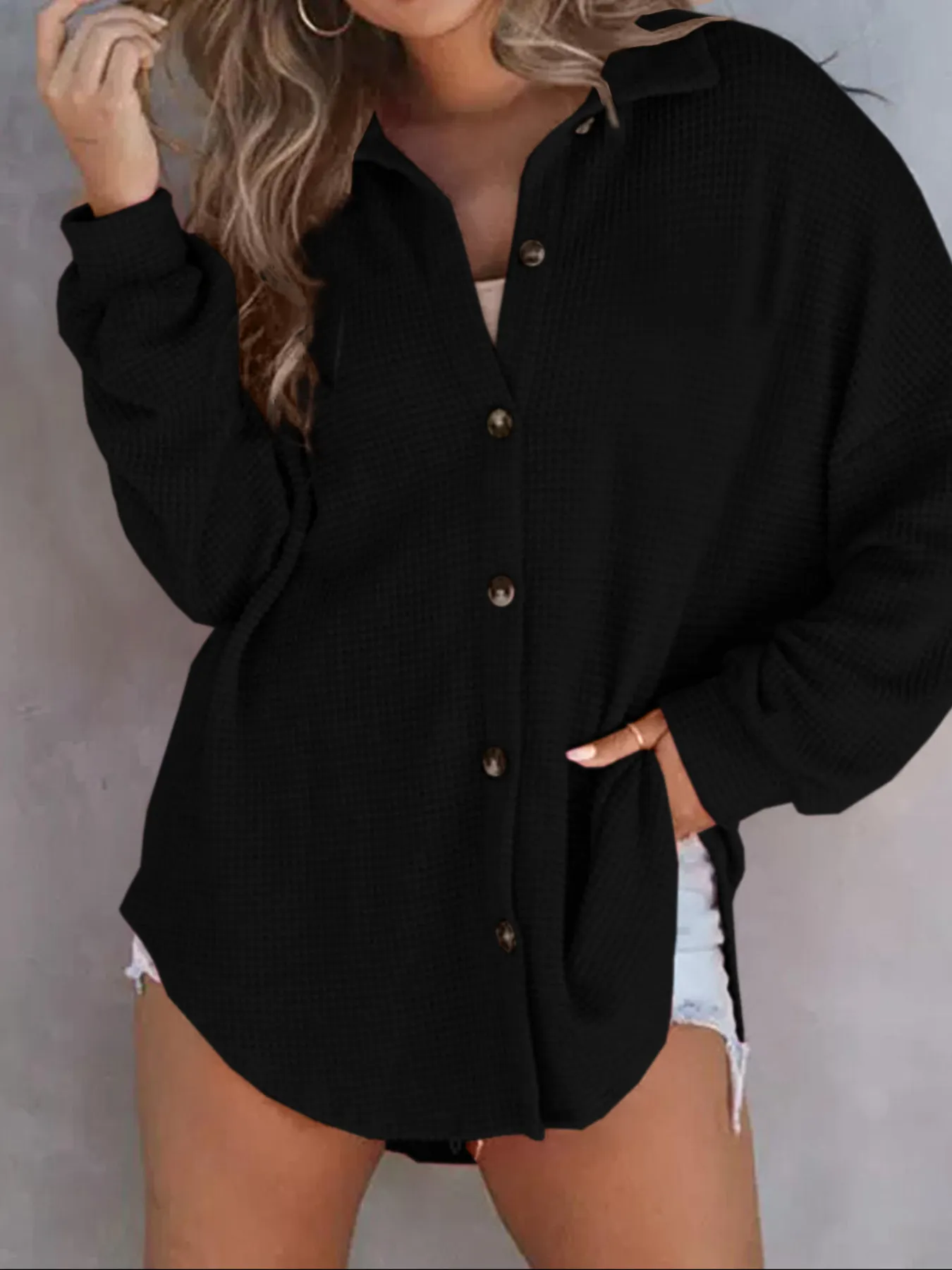 Waffle Knit Button-Down Shirt - Image 20