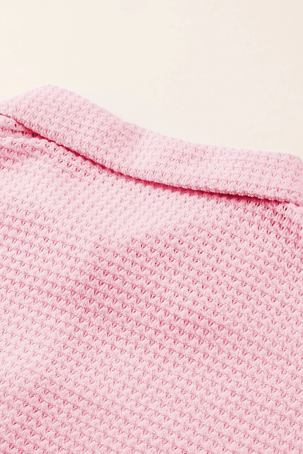 Waffle-Knit Collared Neck Long Sleeve Shirt - Image 18