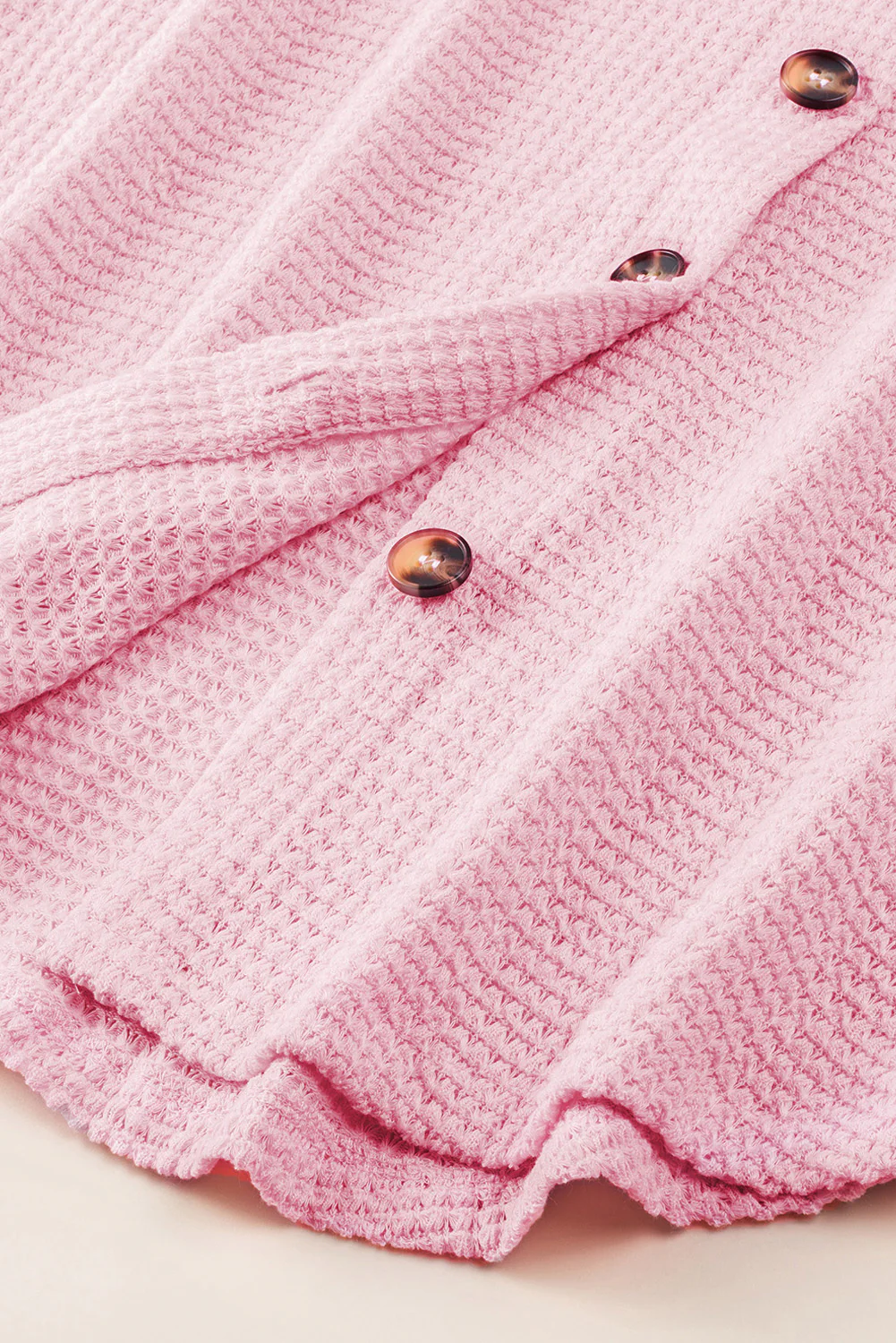 Waffle-Knit Collared Neck Long Sleeve Shirt - Image 19
