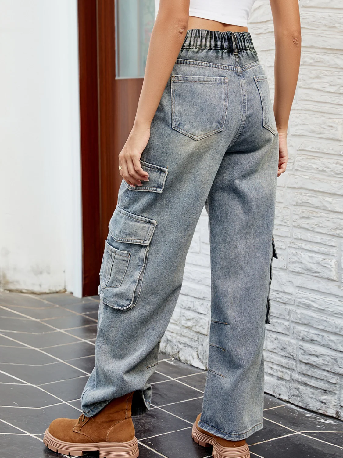 Washed Jeans with Pockets - Image 2