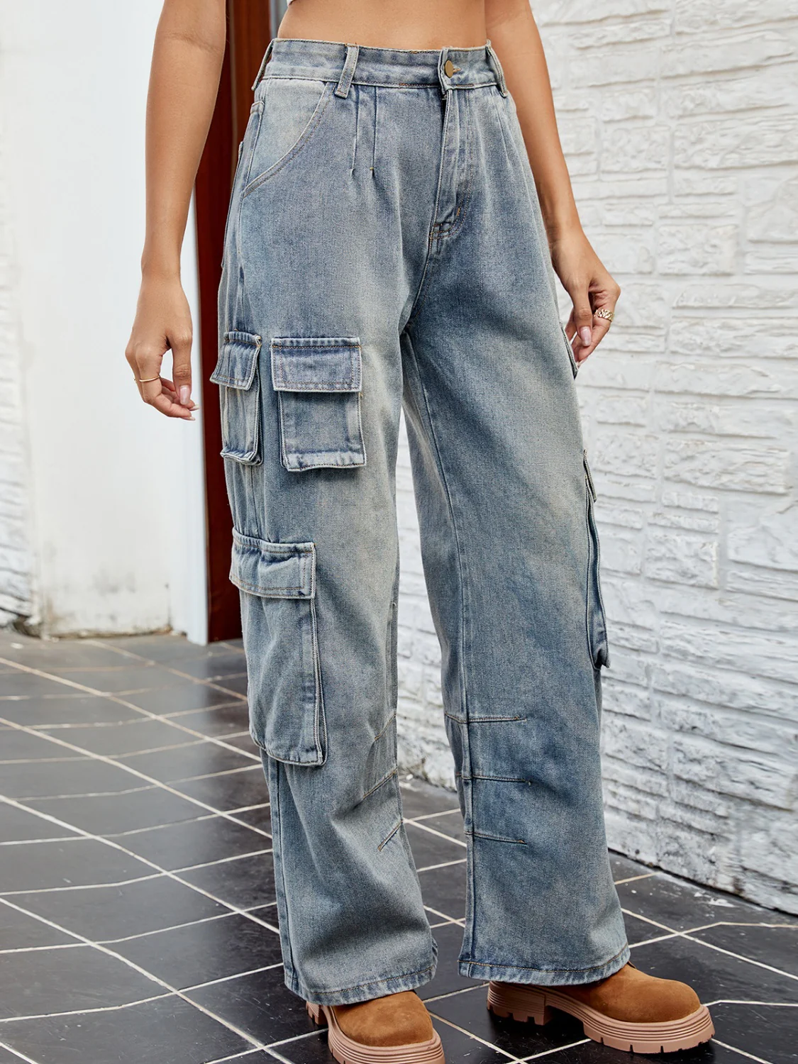 Washed Jeans with Pockets - Image 3
