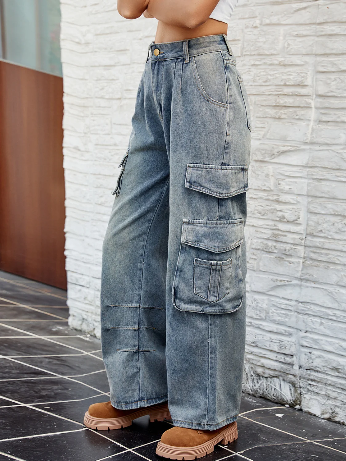 Washed Jeans with Pockets - Image 5