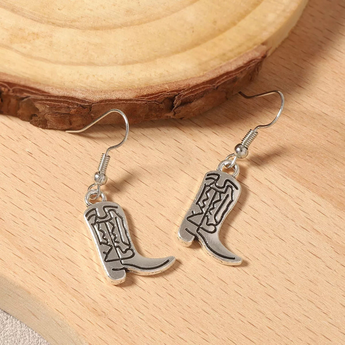 Western Cowboy Boot Dangle Earrings - Image 2