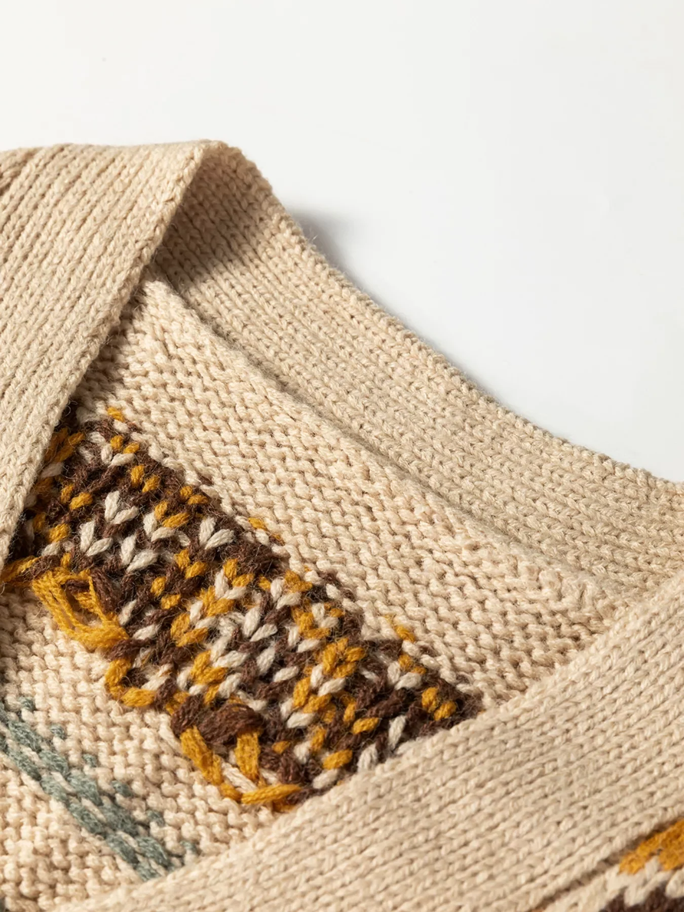 Western Pattern Knitted Button V Neck Cardigan Sweater - Image 6