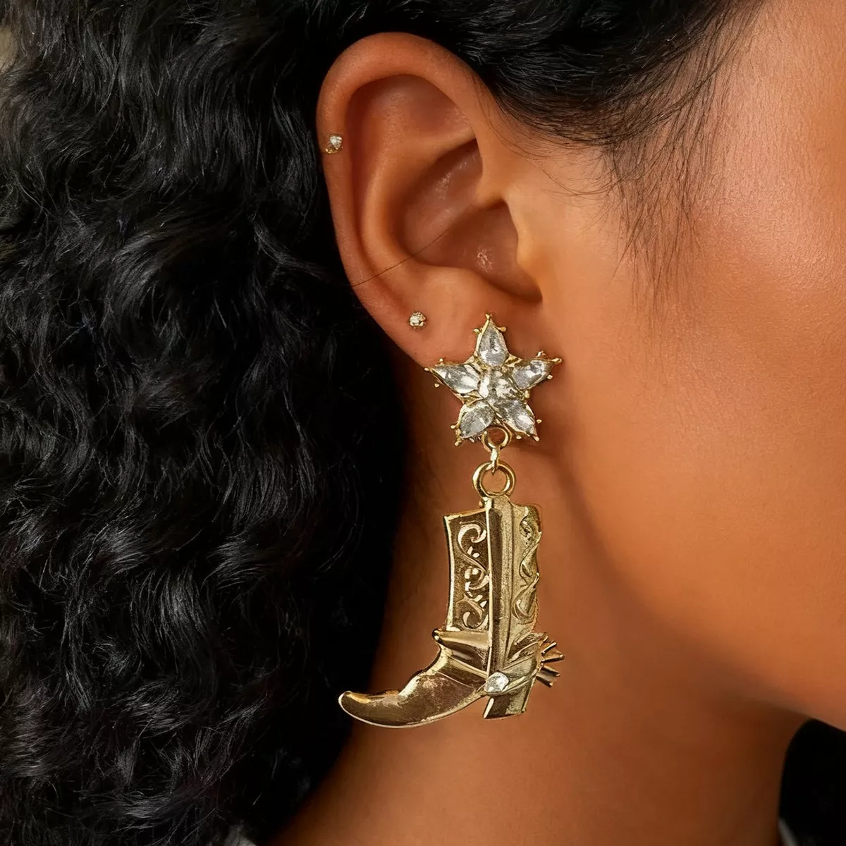 Western Style Boot Dangle Earrings - Image 3