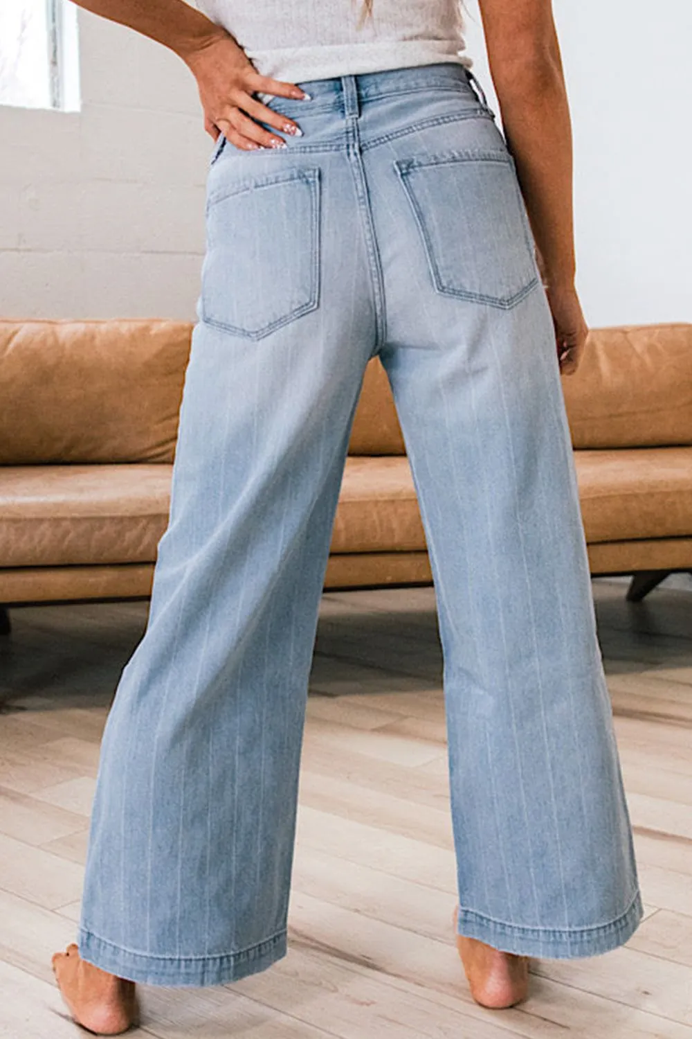 Wide Leg Button Fly Jeans - Image 2