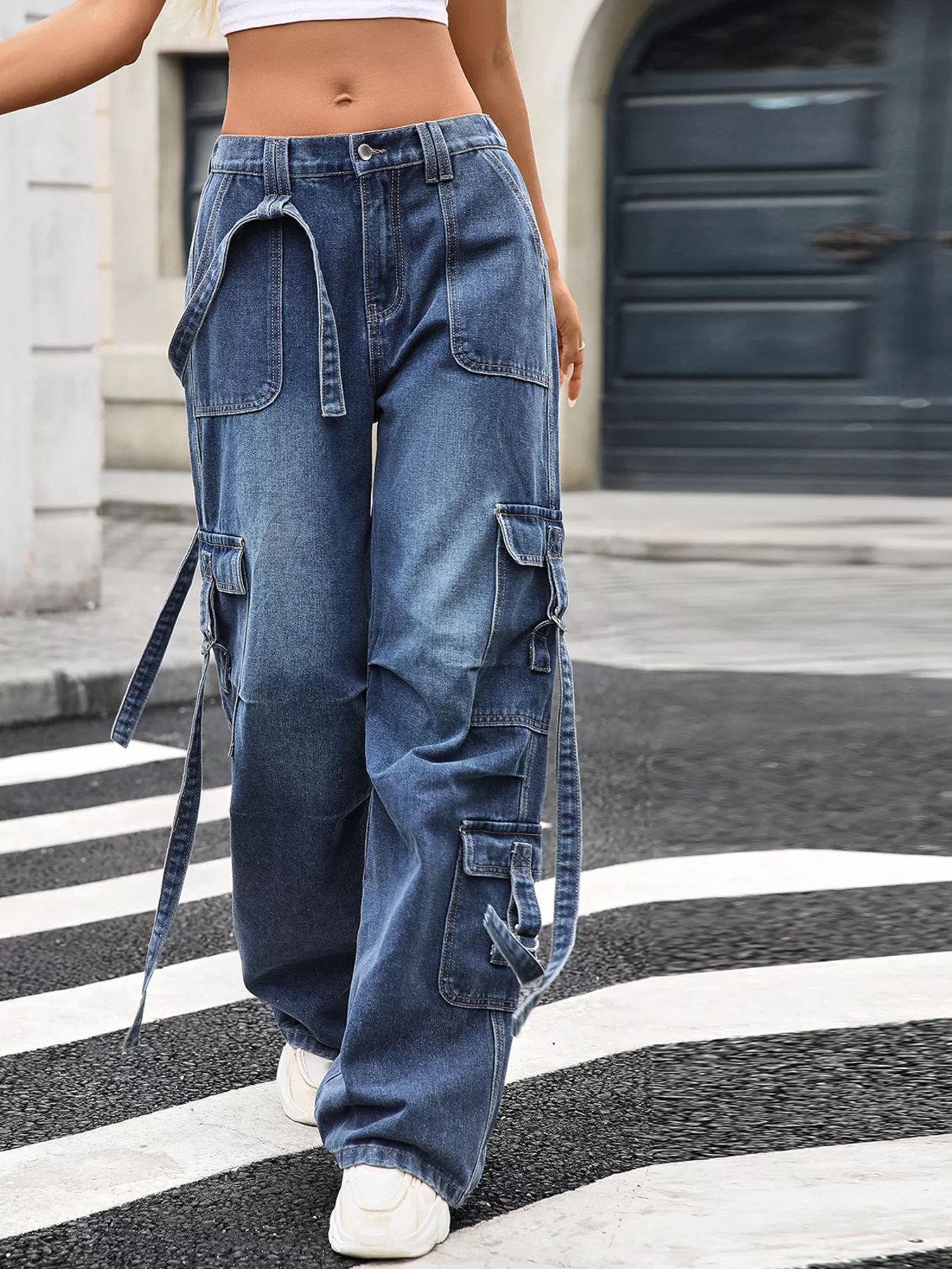 Wide Leg Cargo Jeans - Image 4