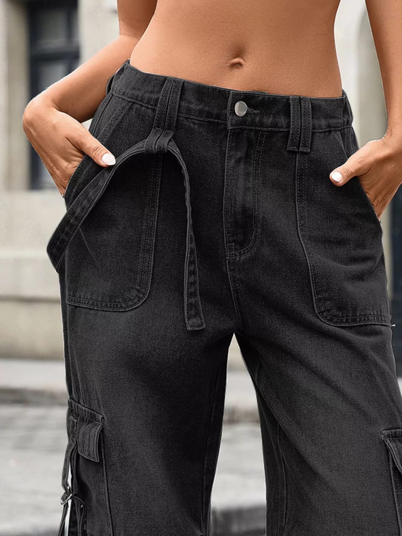 Wide Leg Cargo Jeans - Image 9