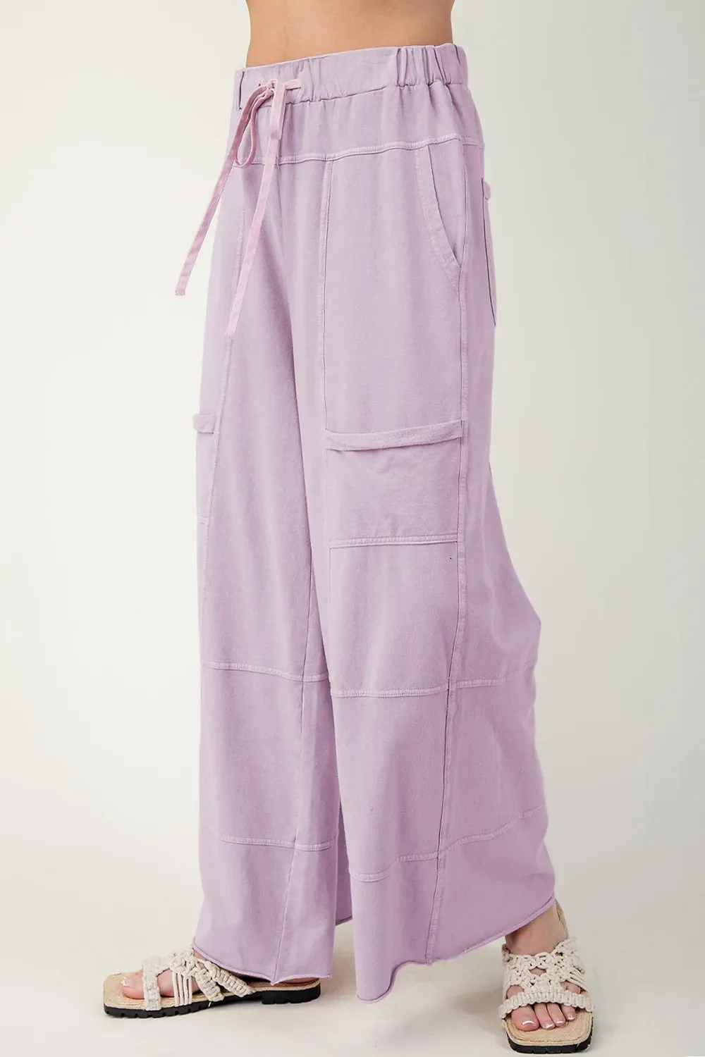 Wide-Leg Cargo Pants with Drawstring Waist - Image 2