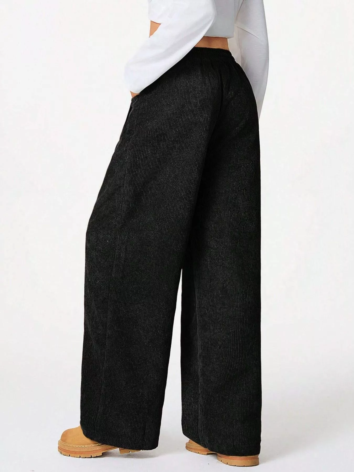 Wide Leg Corduroy Drawstring Pants - Image 4