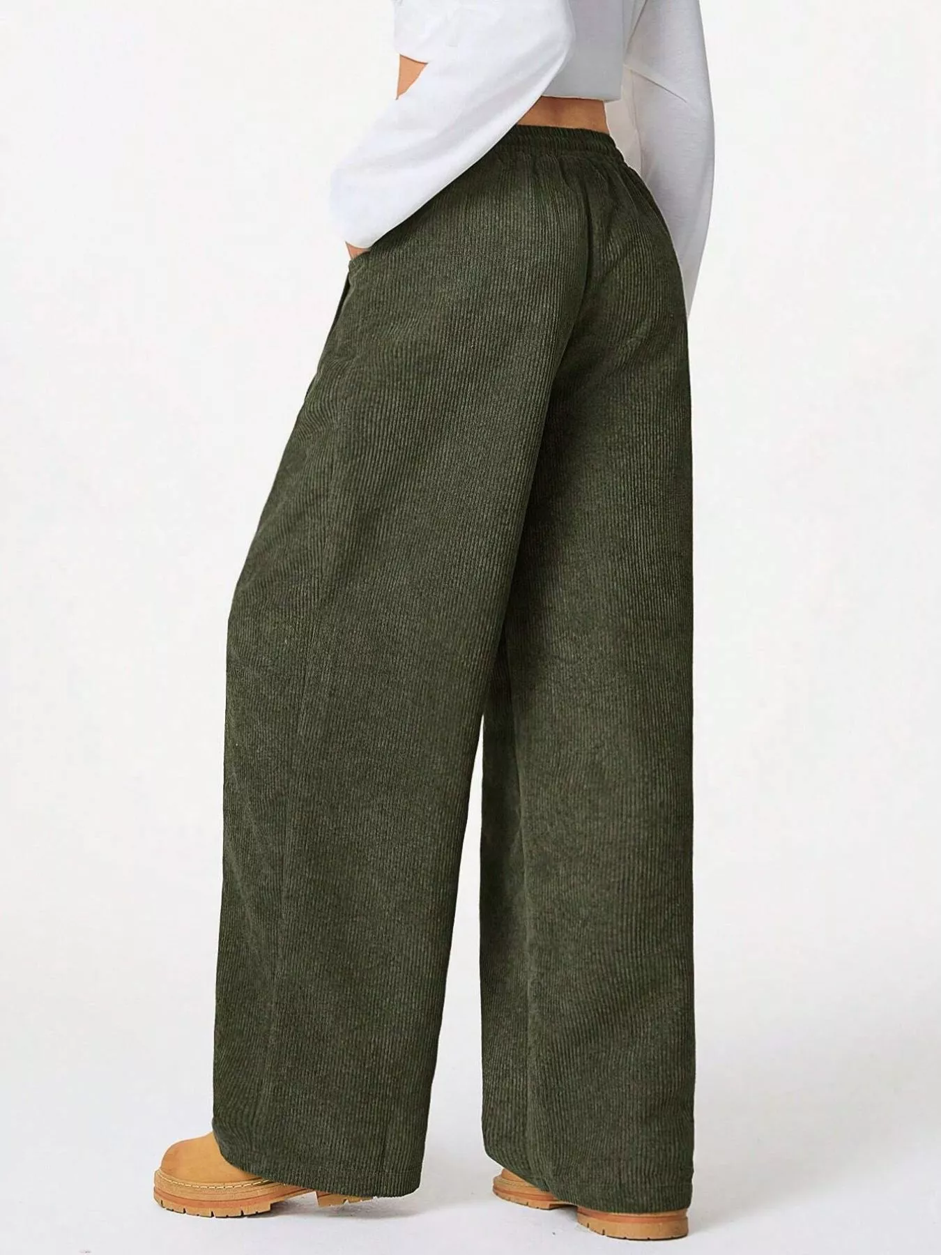 Wide Leg Corduroy Drawstring Pants - Image 7
