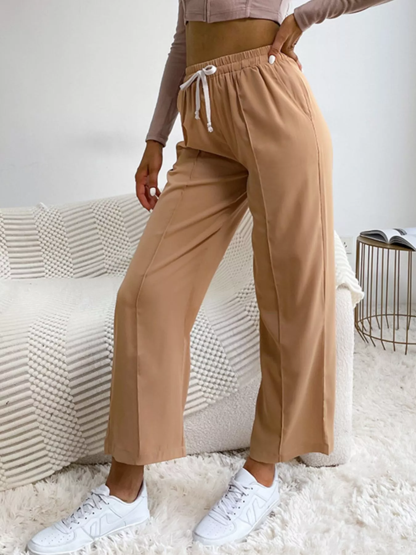 Wide Leg Drawstring Casual Pants - Image 6