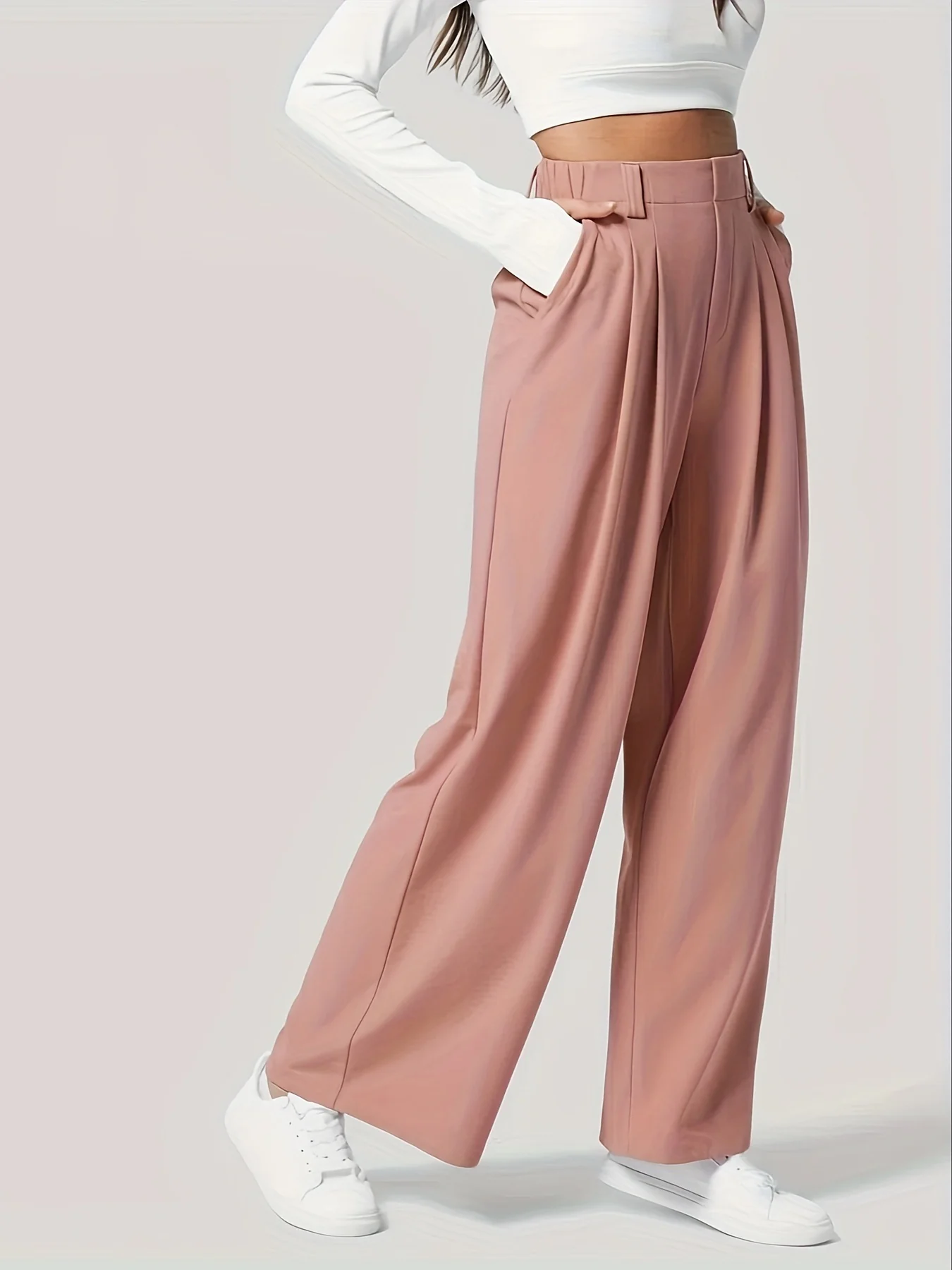 Wide Leg Pants with Pockets - Image 3
