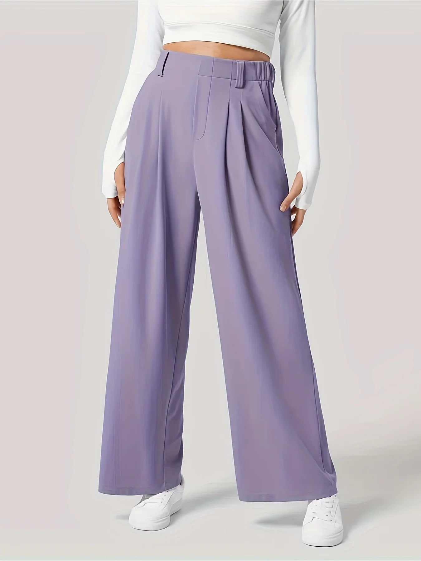 Wide Leg Pants with Pockets - Image 4