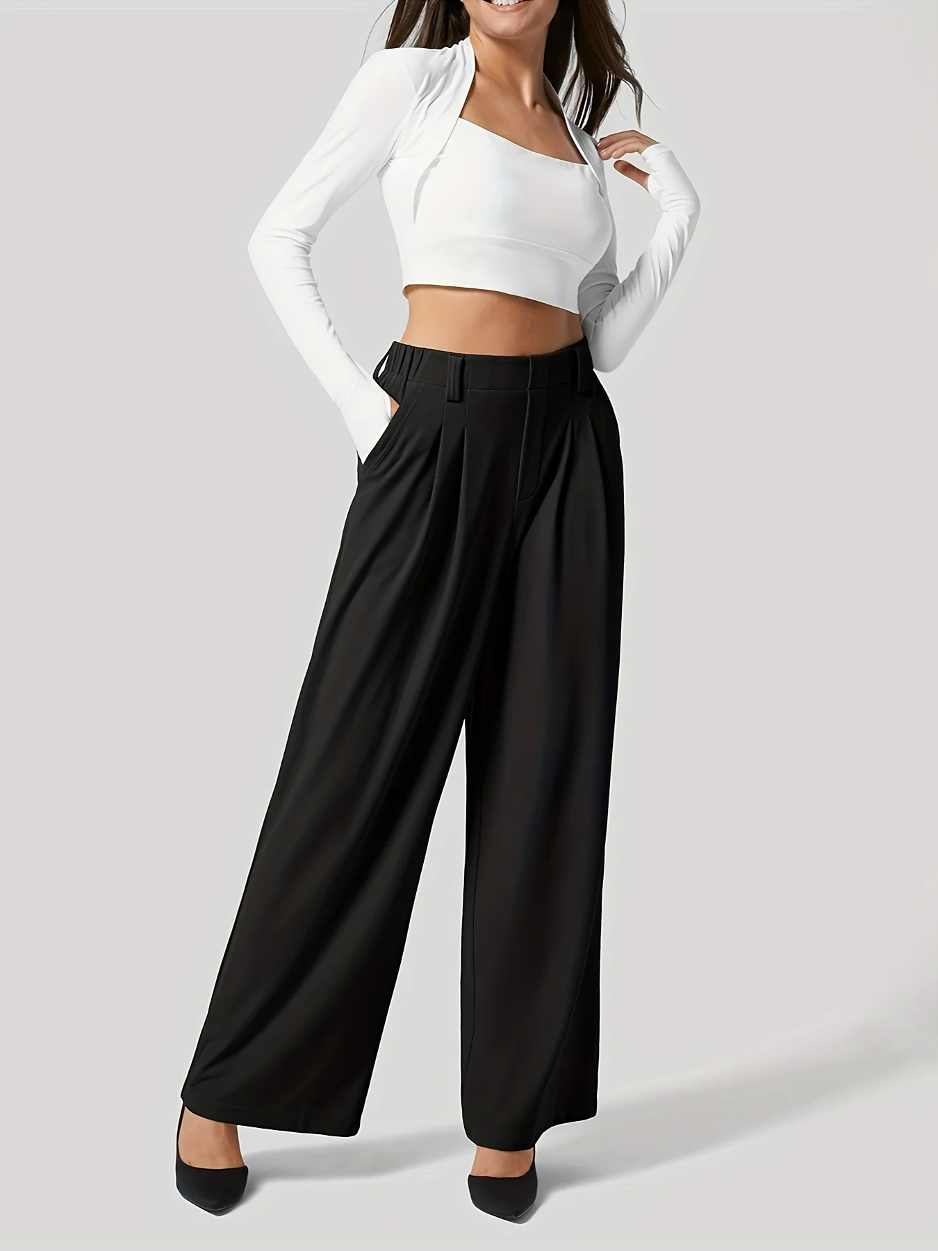 Wide Leg Pants with Pockets - Image 7