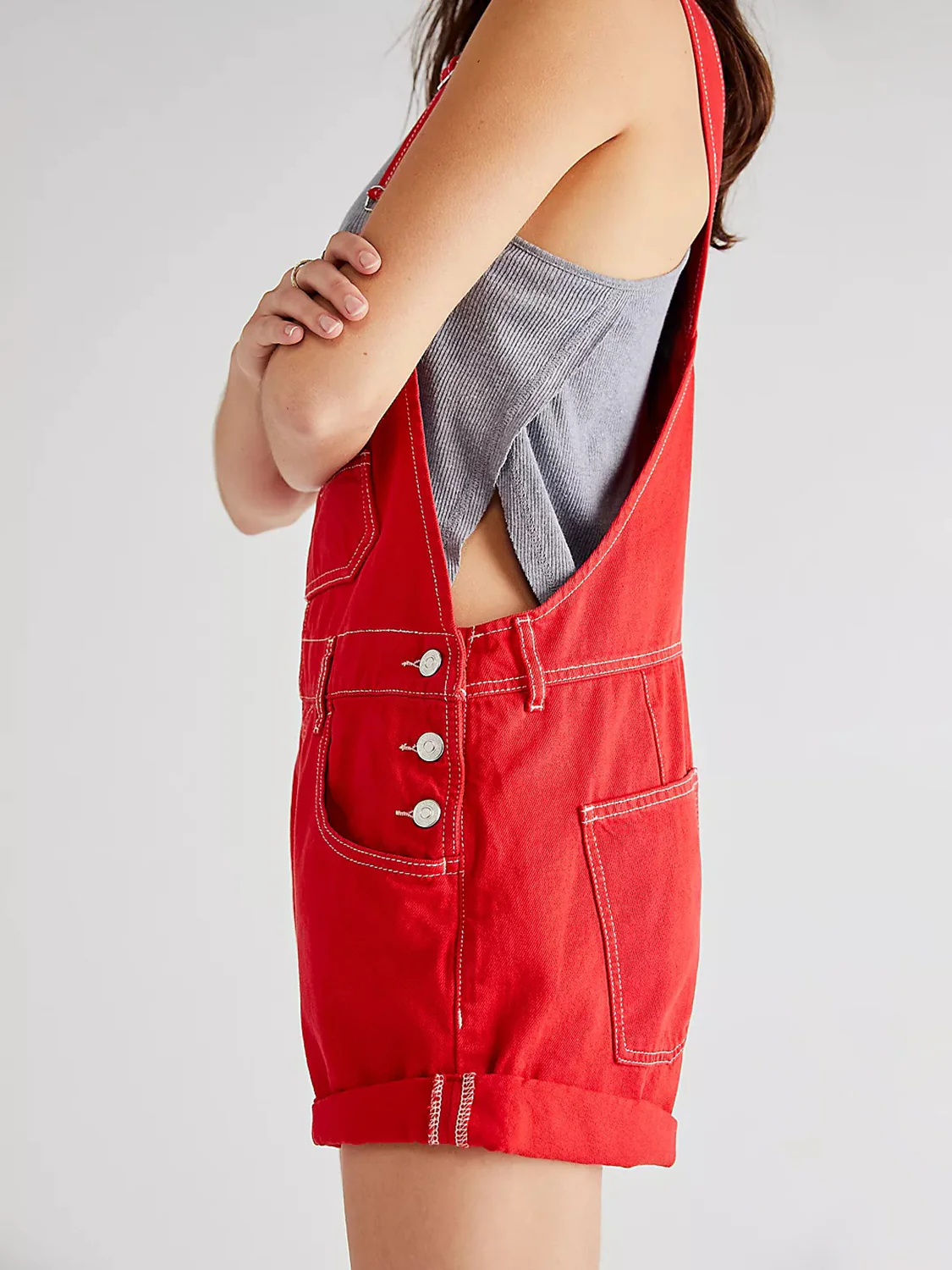 Wide Strap Square Neck Denim Overalls - Image 2