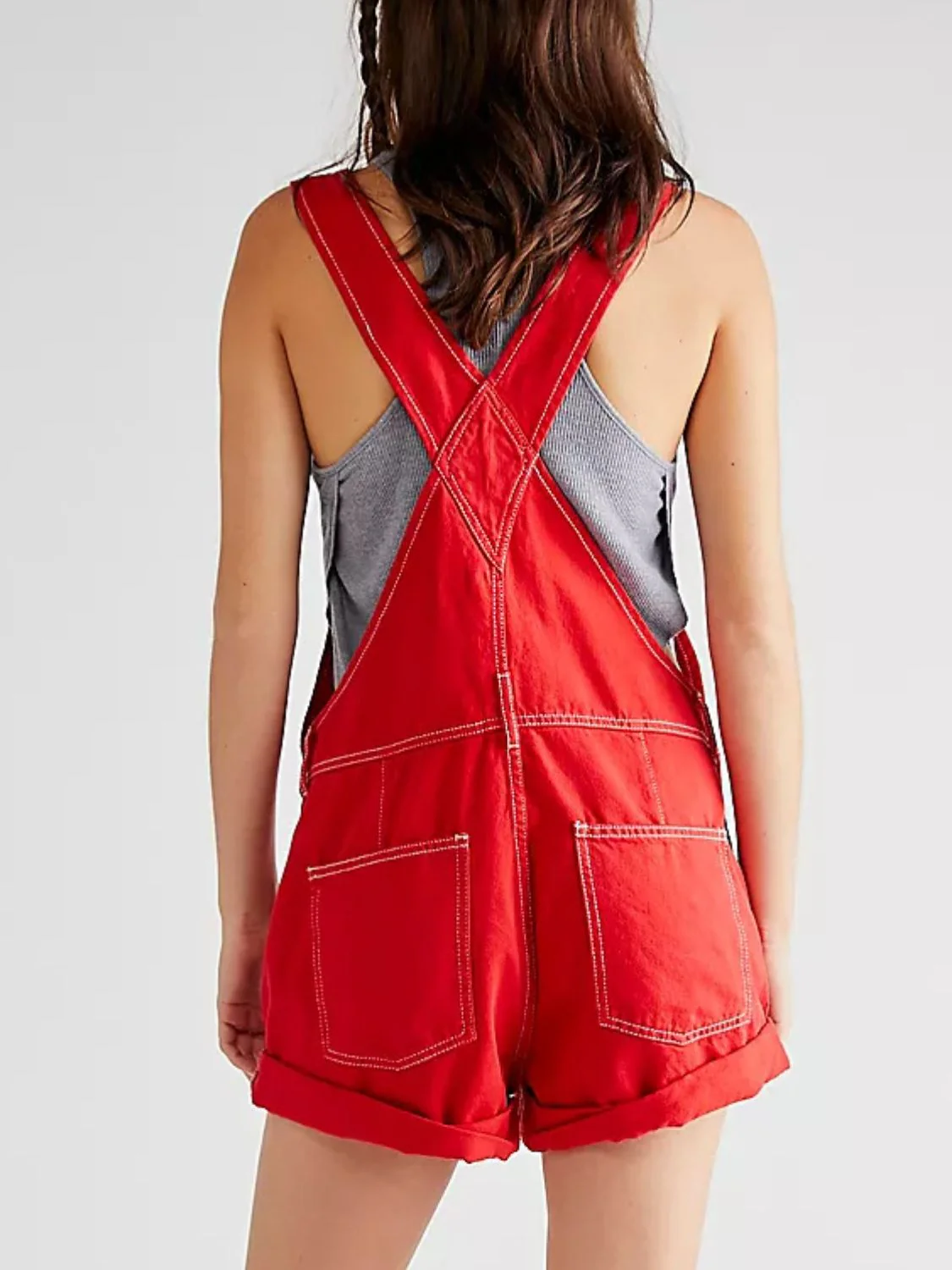 Wide Strap Square Neck Denim Overalls - Image 3
