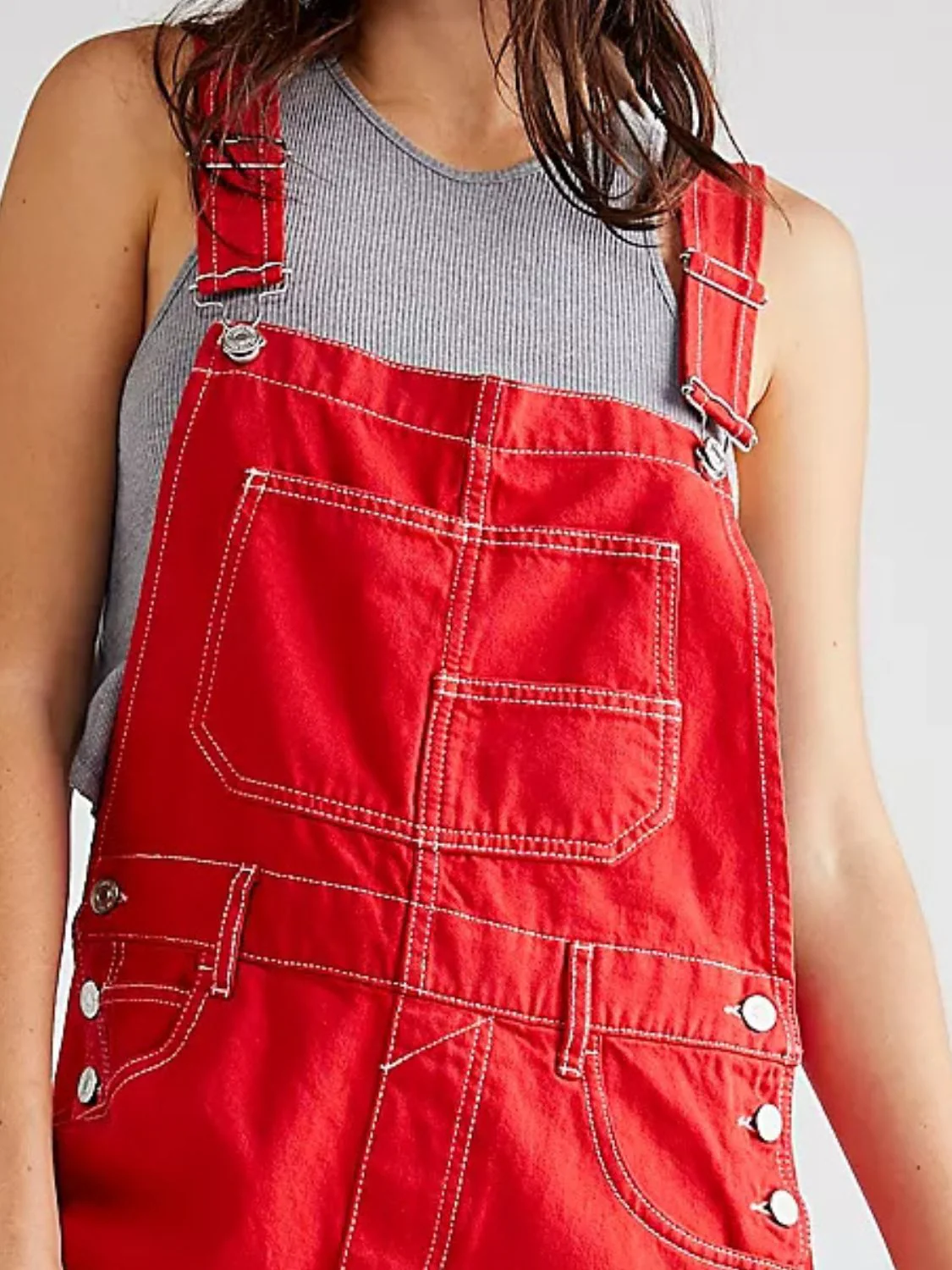 Wide Strap Square Neck Denim Overalls - Image 4