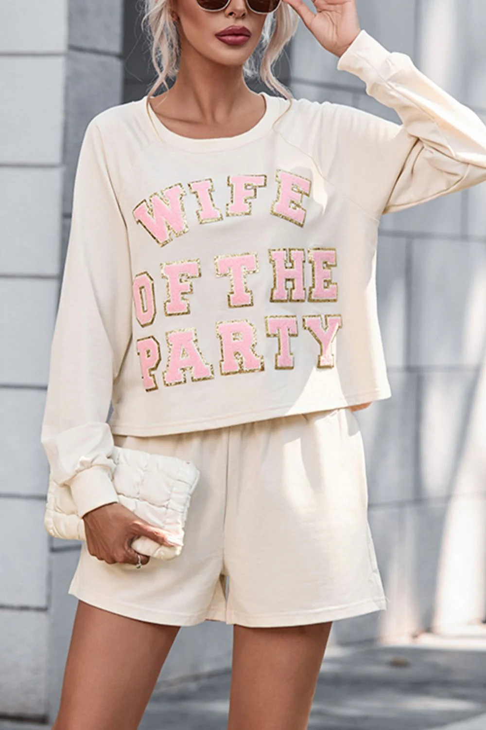 WIFE OF THE PARTY Round Neck Top and Shorts Set - Image 2