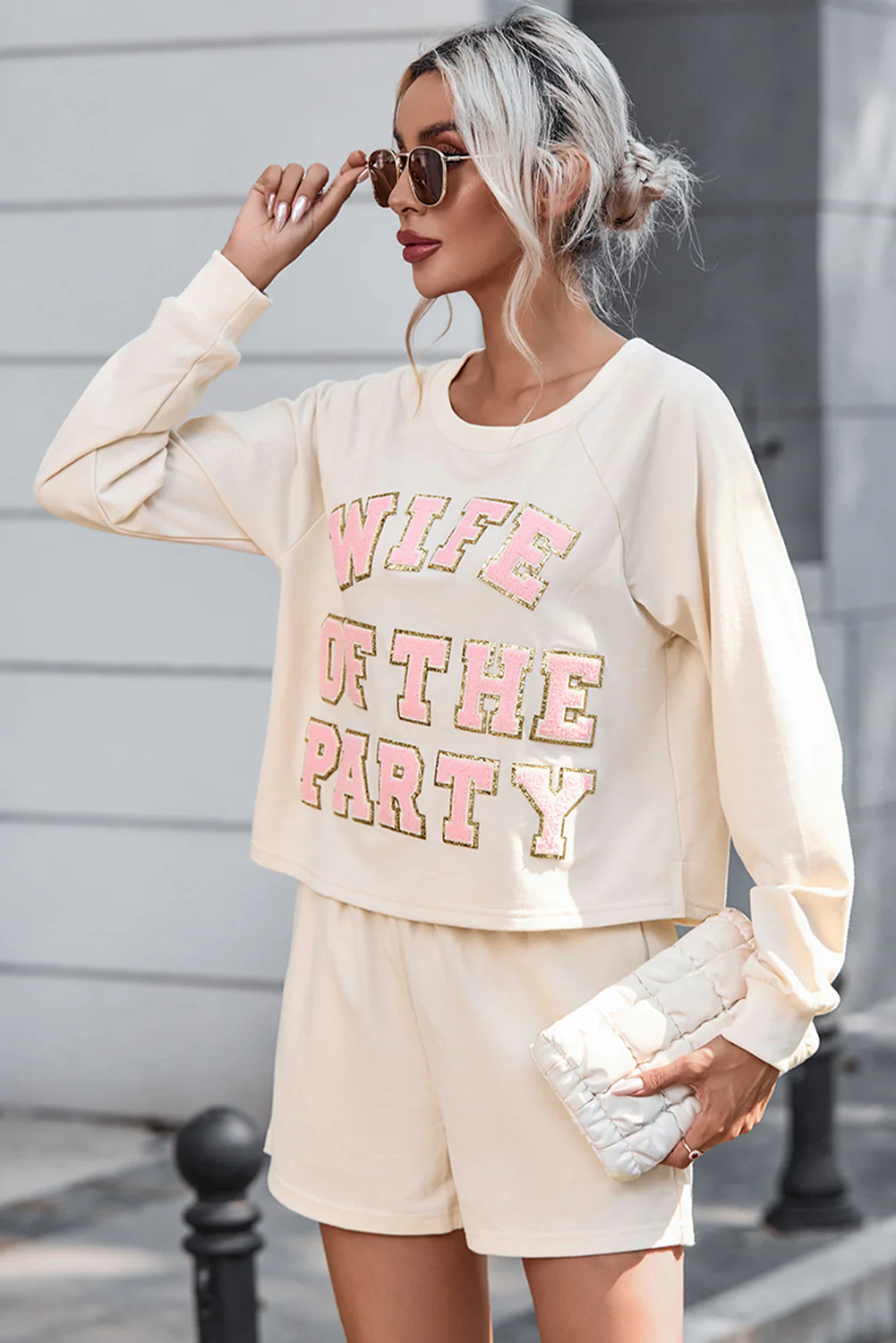 WIFE OF THE PARTY Round Neck Top and Shorts Set - Image 4