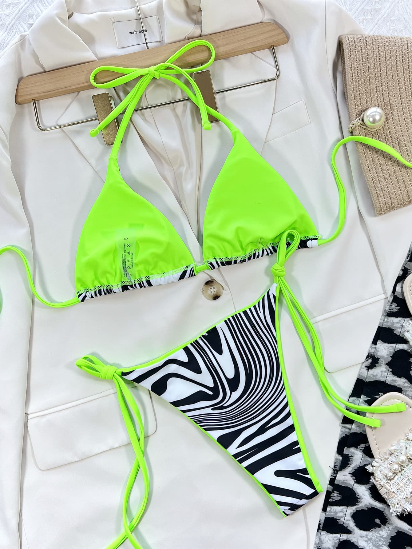 Zebra Print Halter Neck Bikini Set - Image 3