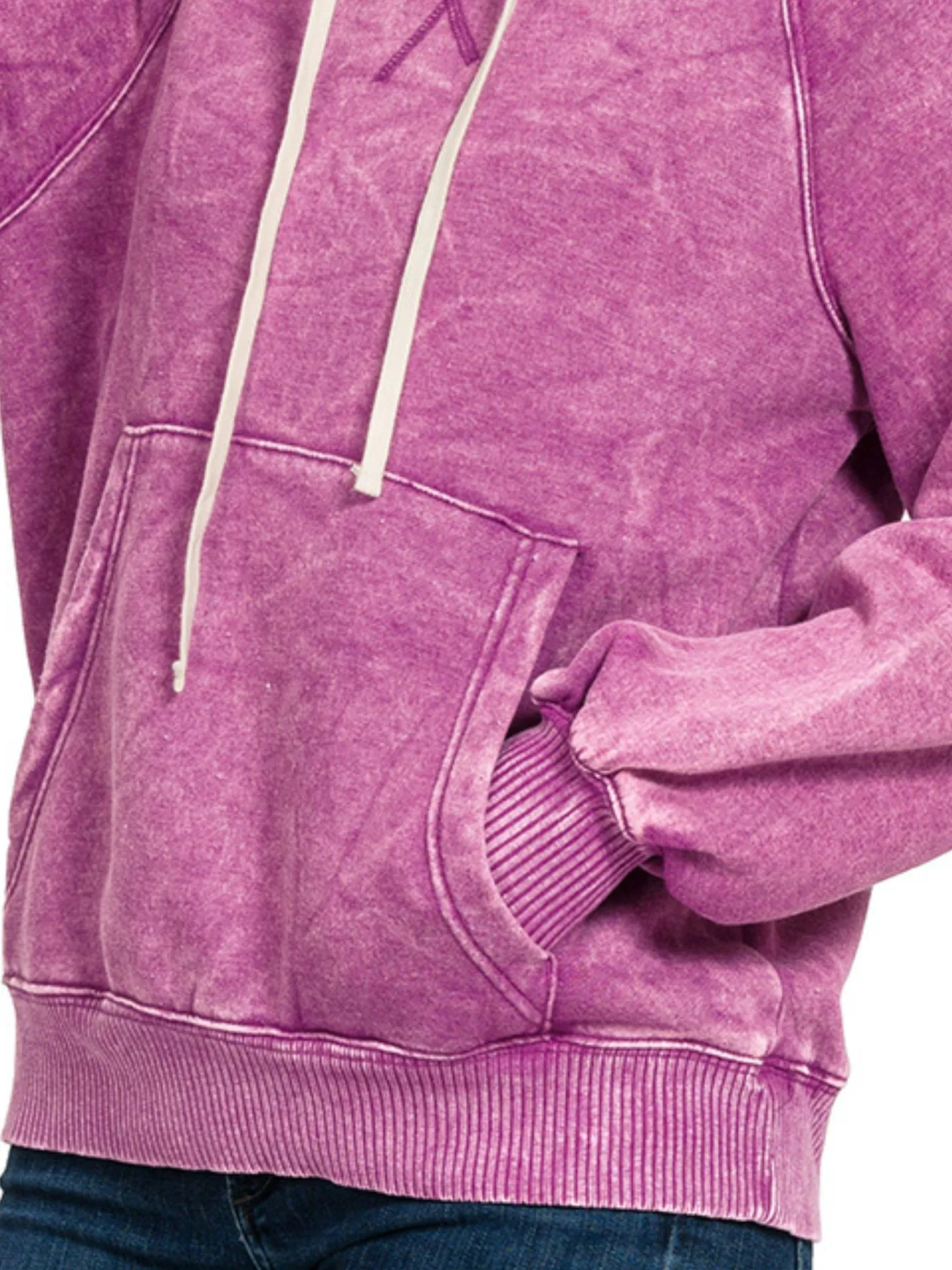 Zenana Acid Wash Fleece Hoodie with Kangaroo Pocket - Image 3