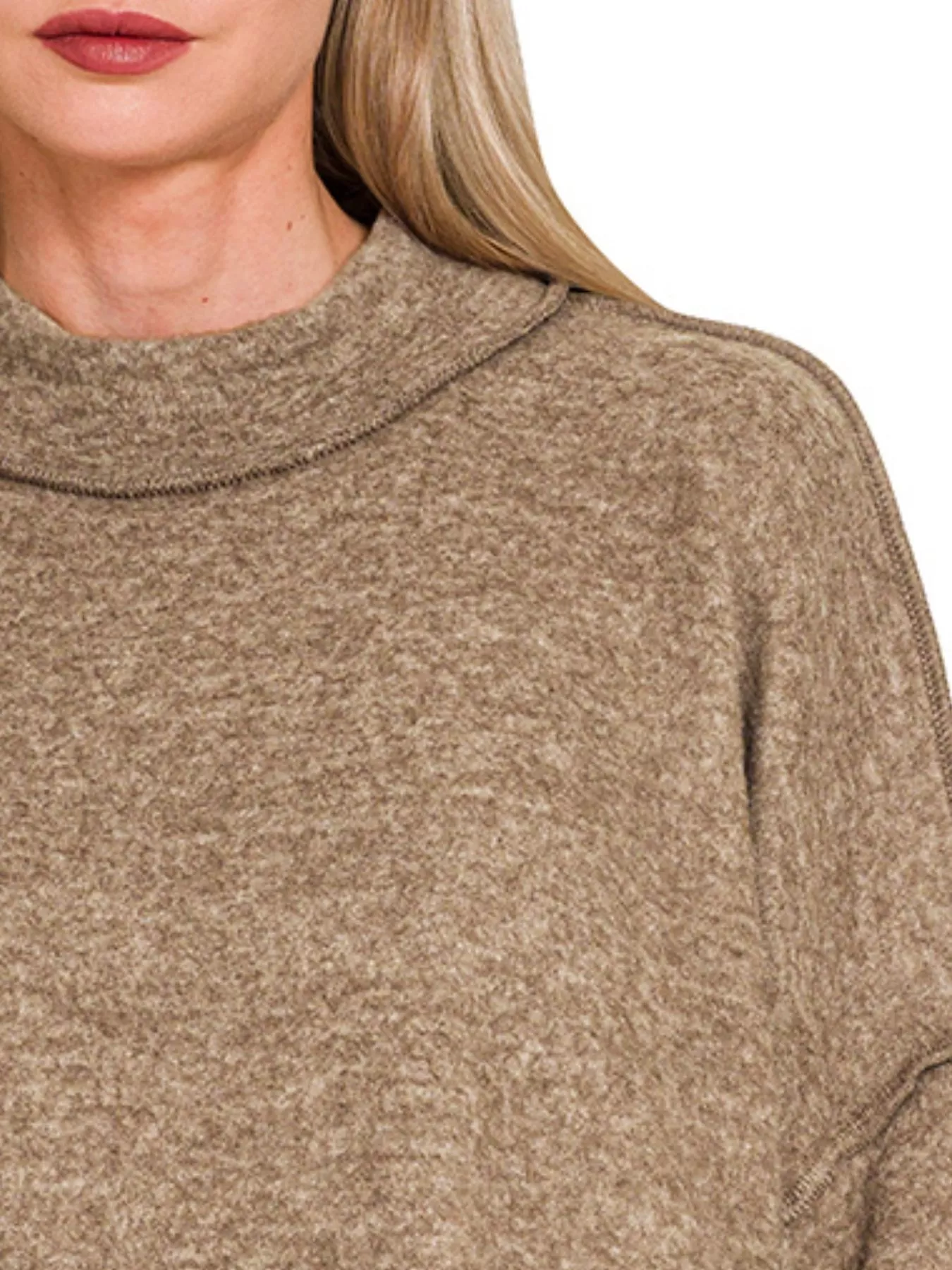Zenana Brushed Melange Hacci Cropped Sweater - Image 2