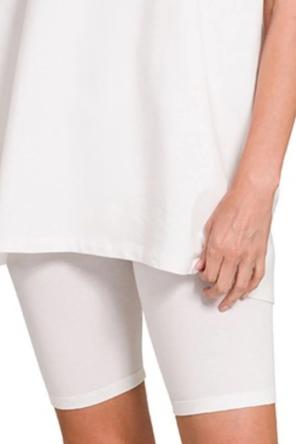 Zenana Cotton Round Neck Top & Biker Shorts - Image 3