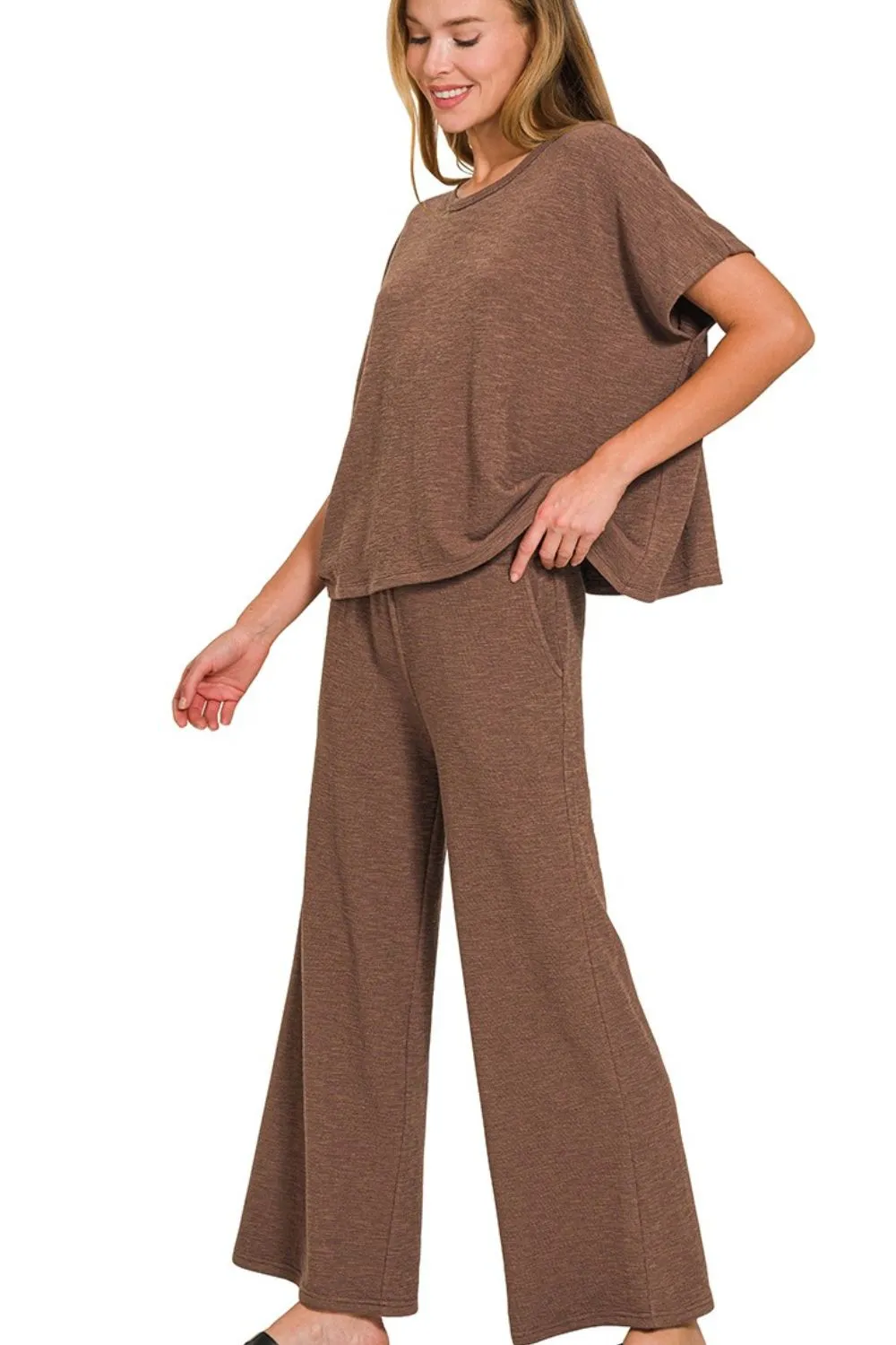 Zenana Cotton Slub Top & Pants Set - Image 2