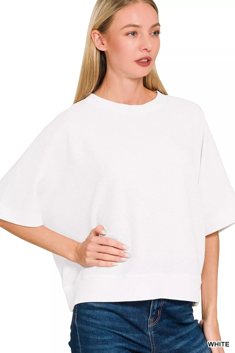 Zenana Double Knit Banded Bottom Short Sleeve Top - Image 2