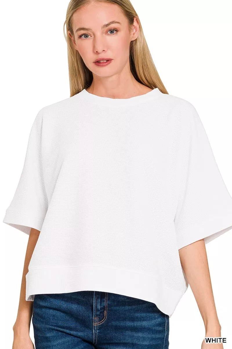 Zenana Double Knit Banded Bottom Short Sleeve Top - Image 3