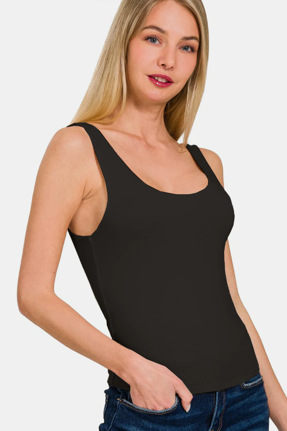 Zenana Double Layer Round Neck Tank - Image 3