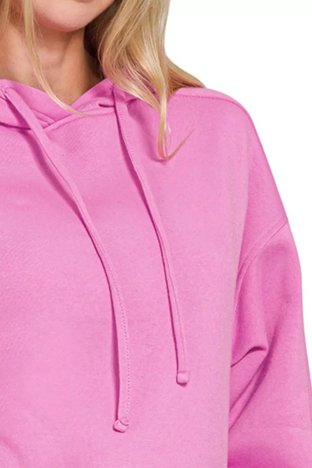 Zenana Drawstring Relaxed Fit Fleece Hoodie - Image 3