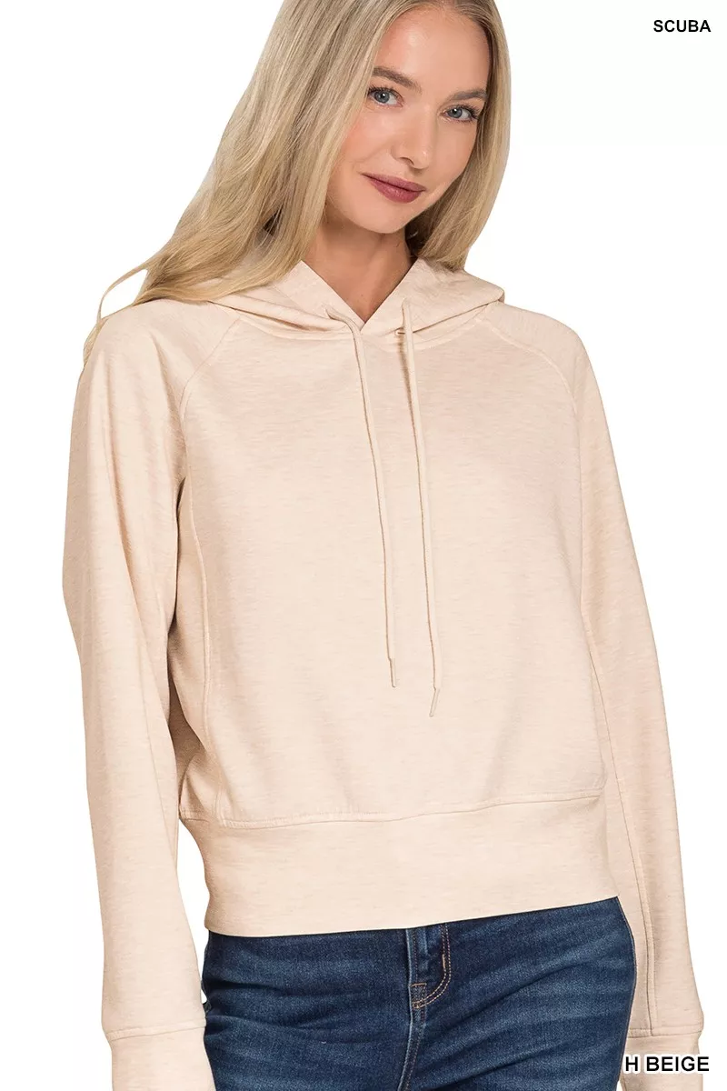 Zenana Drawstring Scuba Hoodie