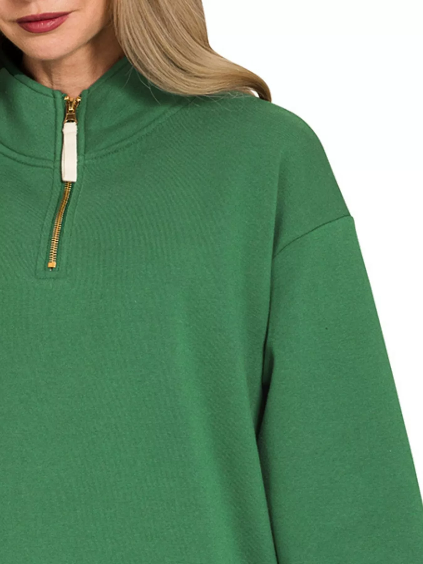 Zenana Fleece Half Zip Sweatshirt - Image 3