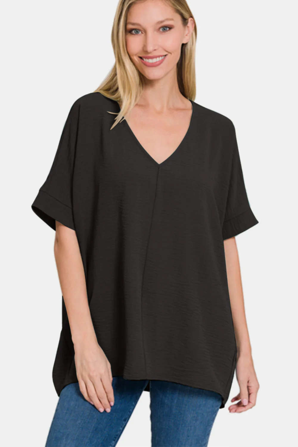Zenana Full Size V-Neck Short Sleeve Top - Image 4