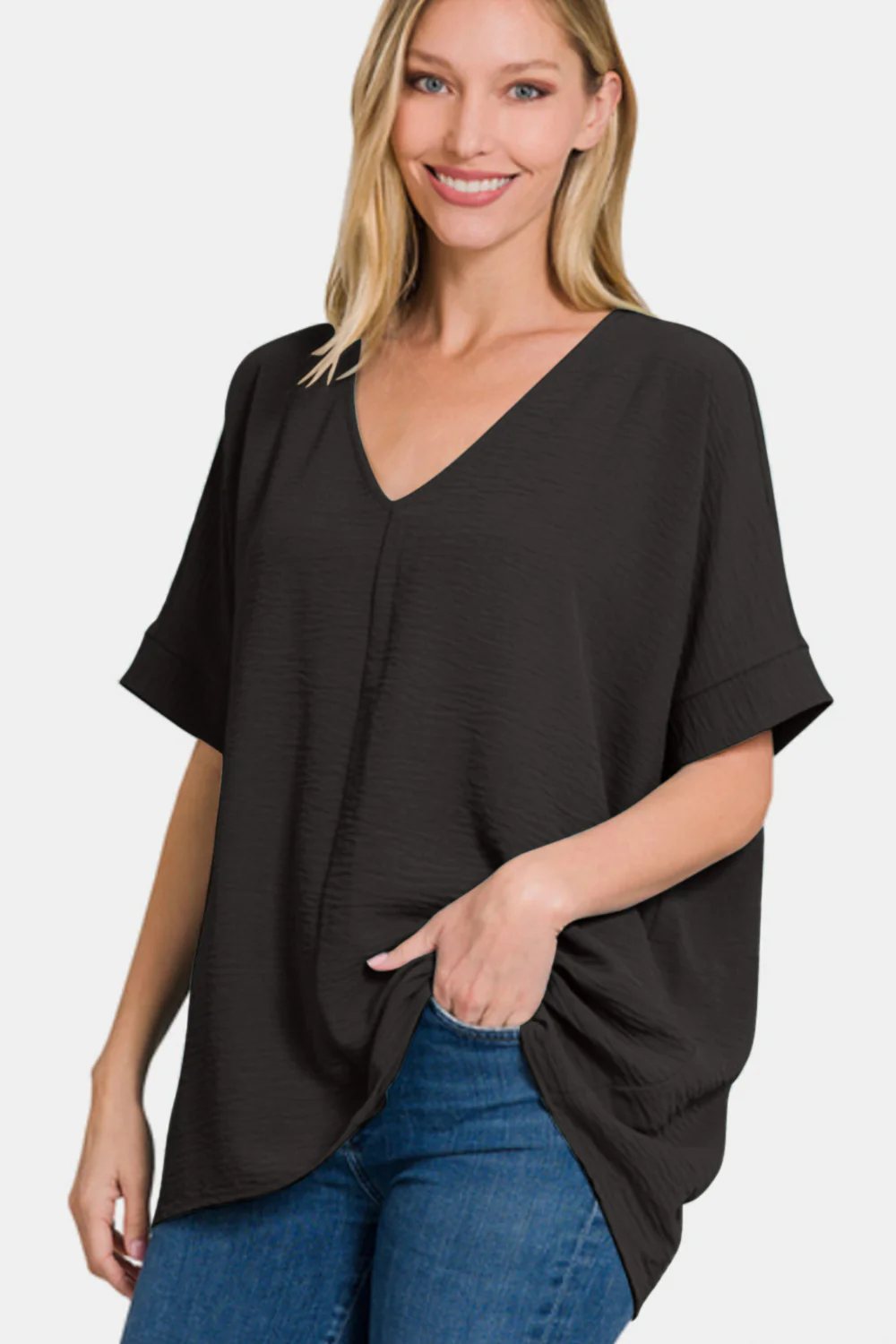 Zenana Full Size V-Neck Short Sleeve Top - Image 5