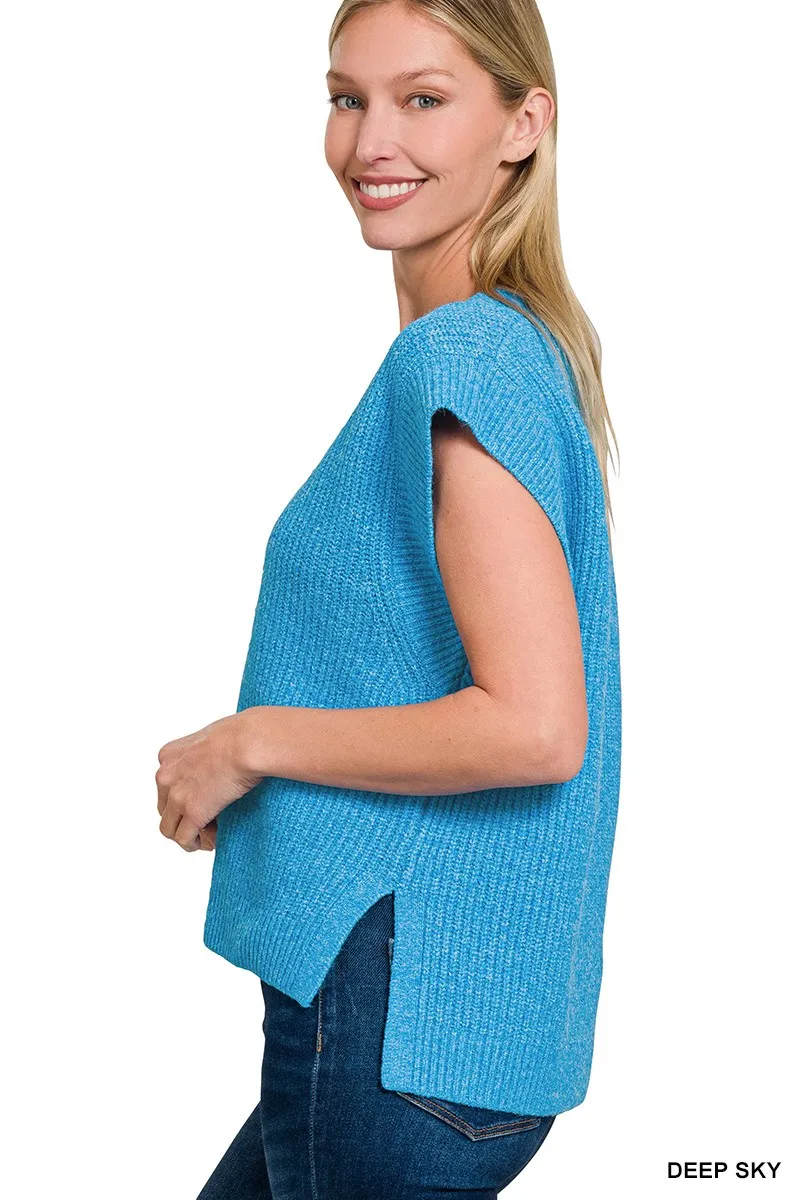 Zenana Oversized Sweater Vest with Side Slit - Image 2