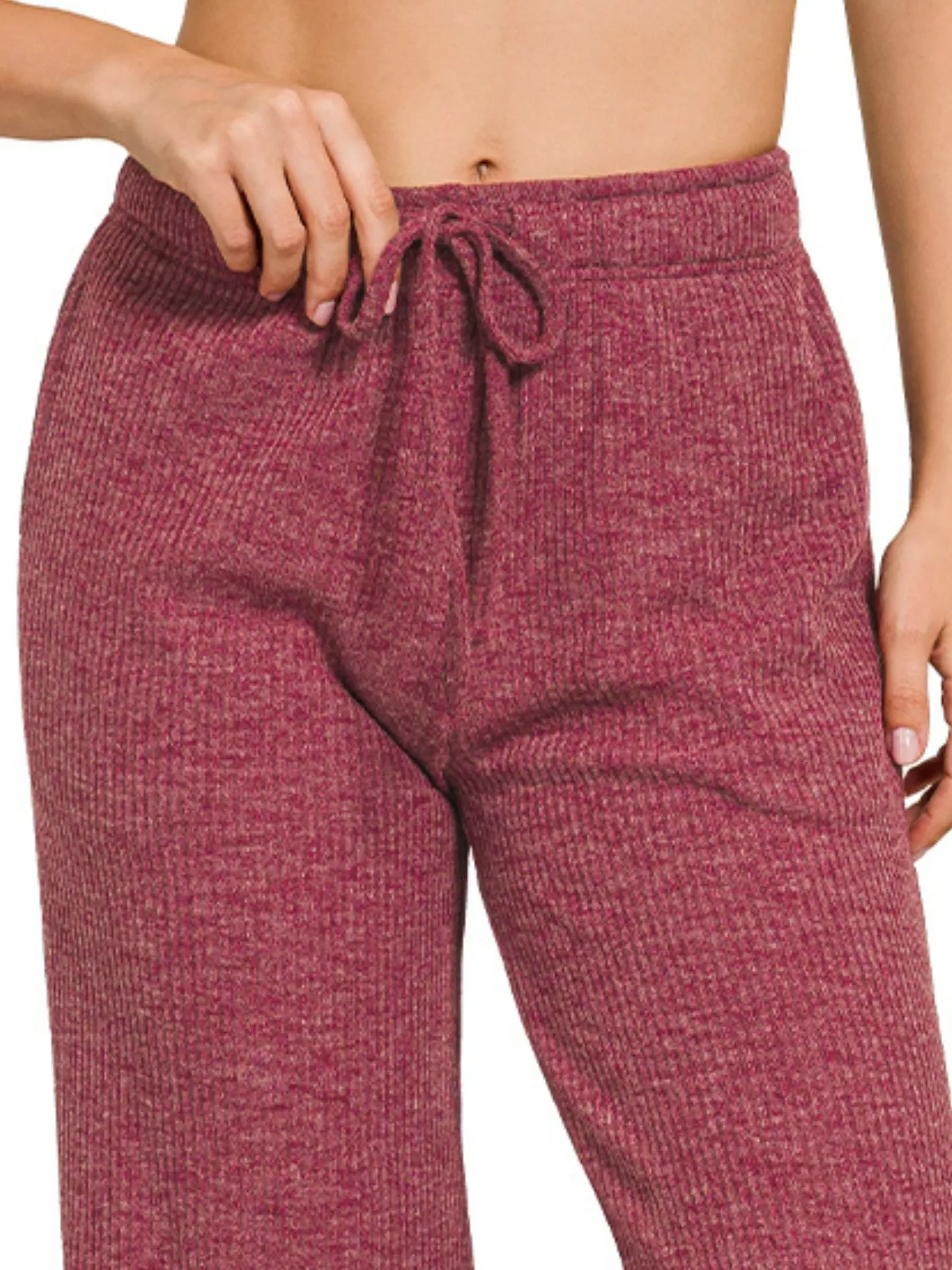 Zenana Ribbed Drawstring Lounge Pants - Image 3