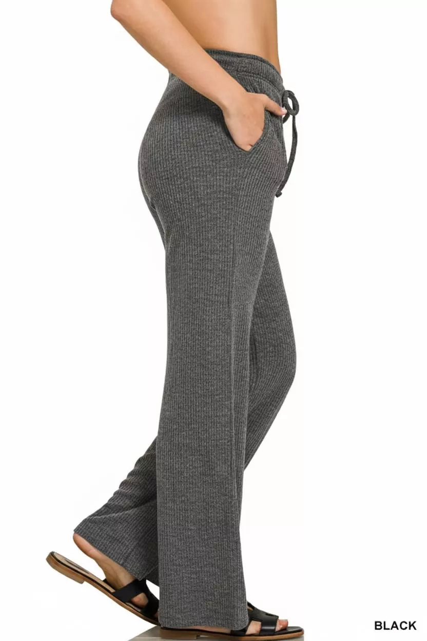 Zenana Ribbed Drawstring Lounge Pants - Image 2