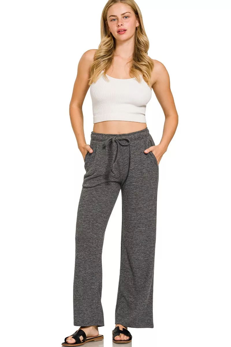 Zenana Ribbed Drawstring Lounge Pants - Image 4