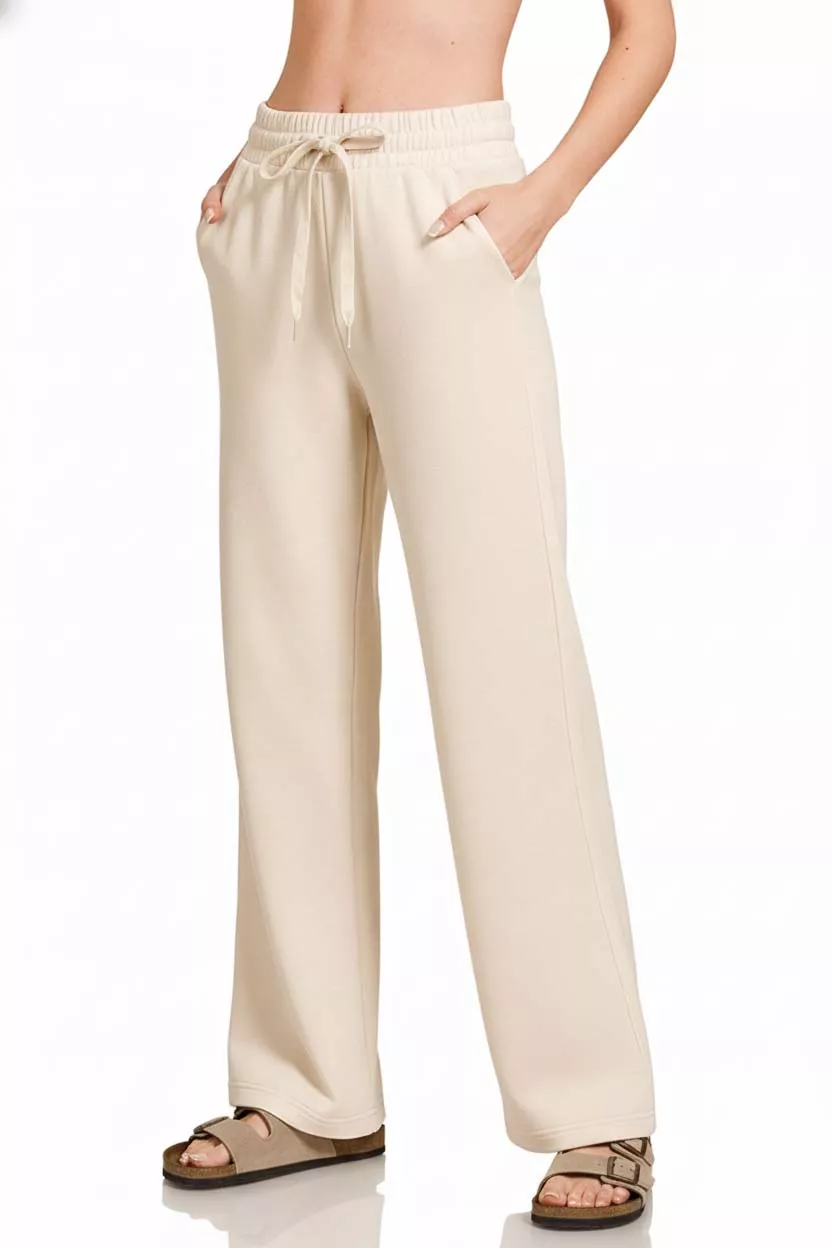 Zenana Scuba Drawstring Wide Leg Pants - Image 2