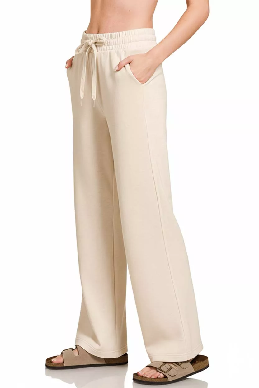 Zenana Scuba Drawstring Wide Leg Pants - Image 3