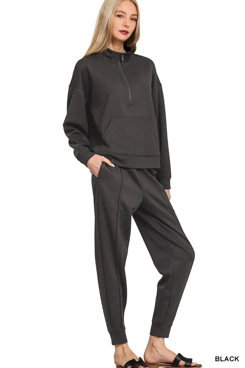 Zenana Scuba Half Zip Sweatshirt and Joggers Set - Image 2