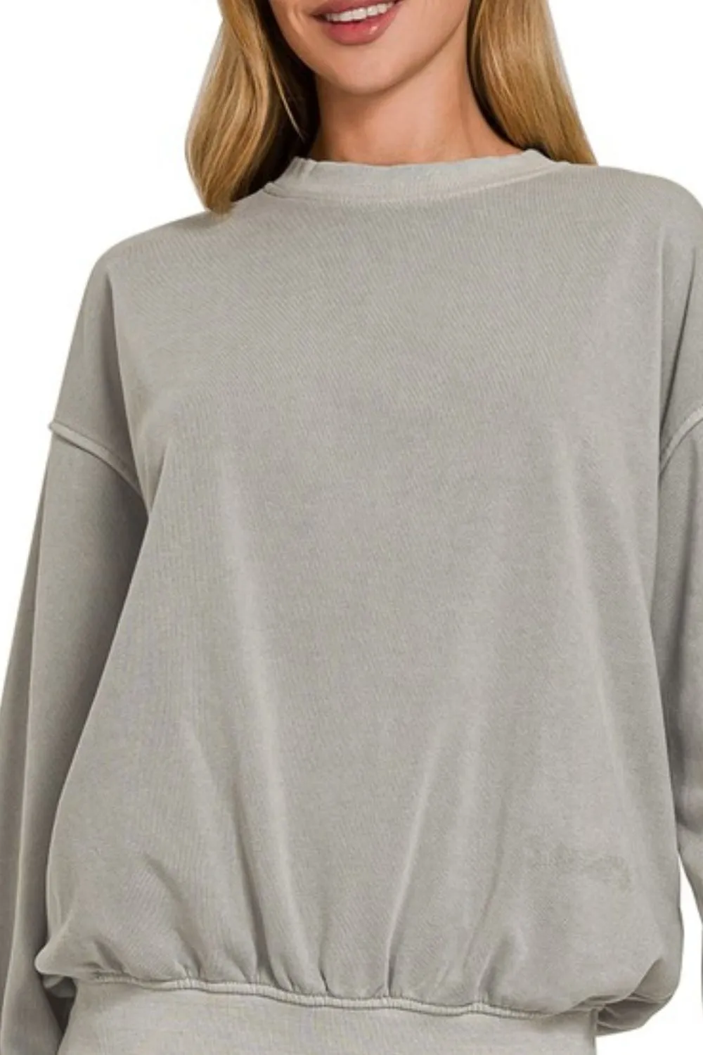 Zenana Soft Fleece Pigment Dye Round-neck Sweatshirts - Image 2