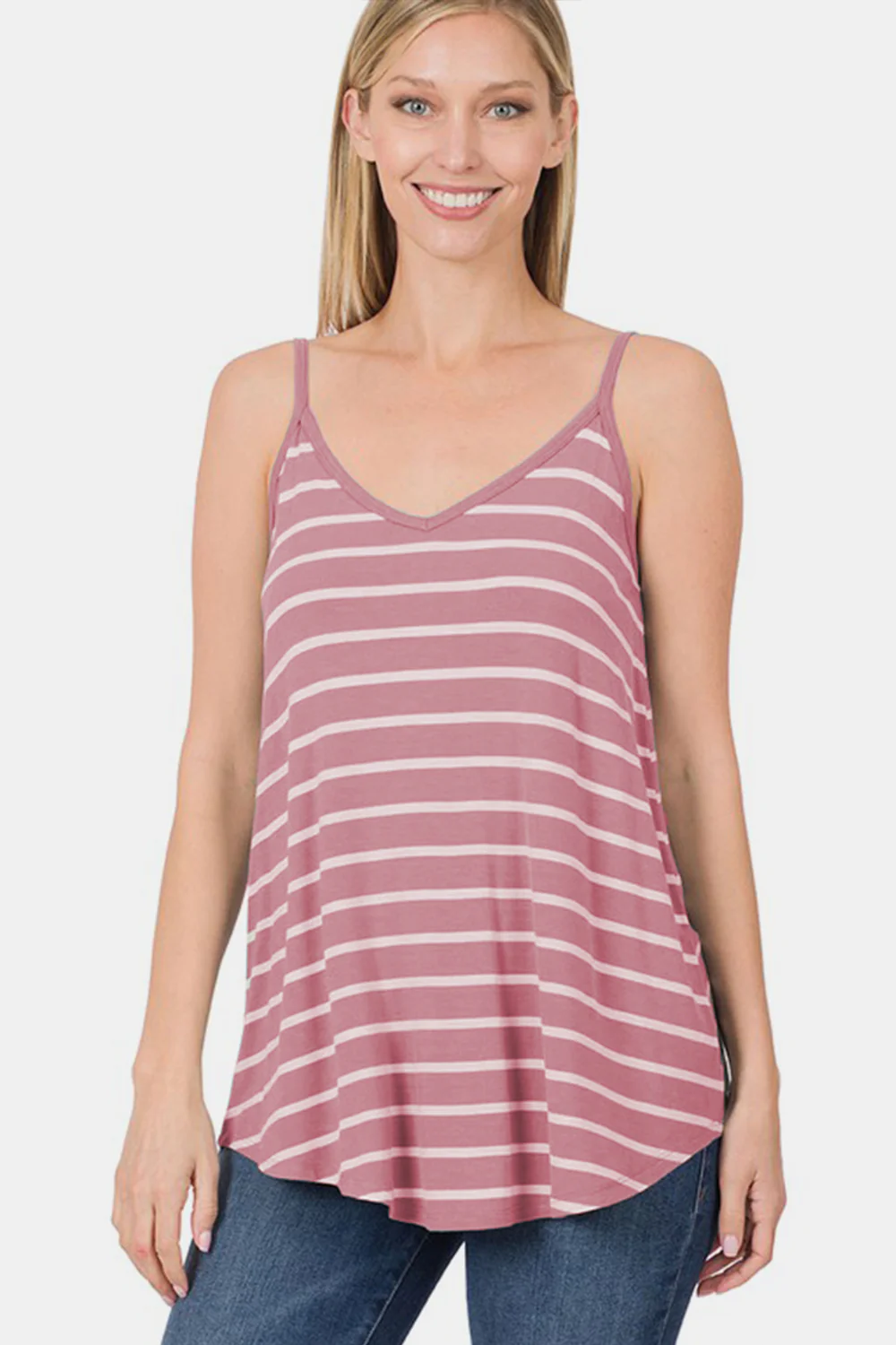 Zenana Striped Curved Hem Cami - Image 3