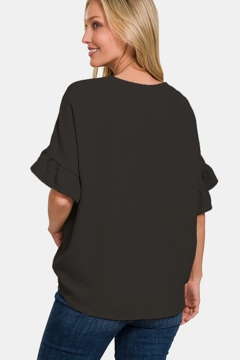 Zenana V-Neck Flutter Sleeve Top - Image 2