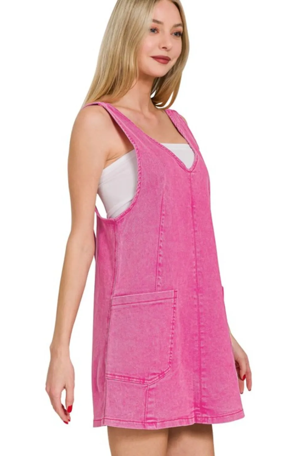 Zenana Washed Adjustable Strap Denim Overall Dress - Image 2