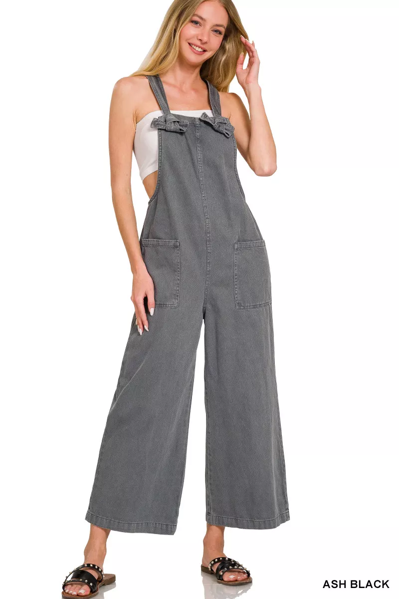 Zenana Washed Knot Strap Pockets Jumpsuit - Image 2